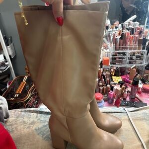 JustFab Beige Heeled Boots